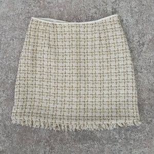 Ivory Tweed Skirt with Metallic Details (S)